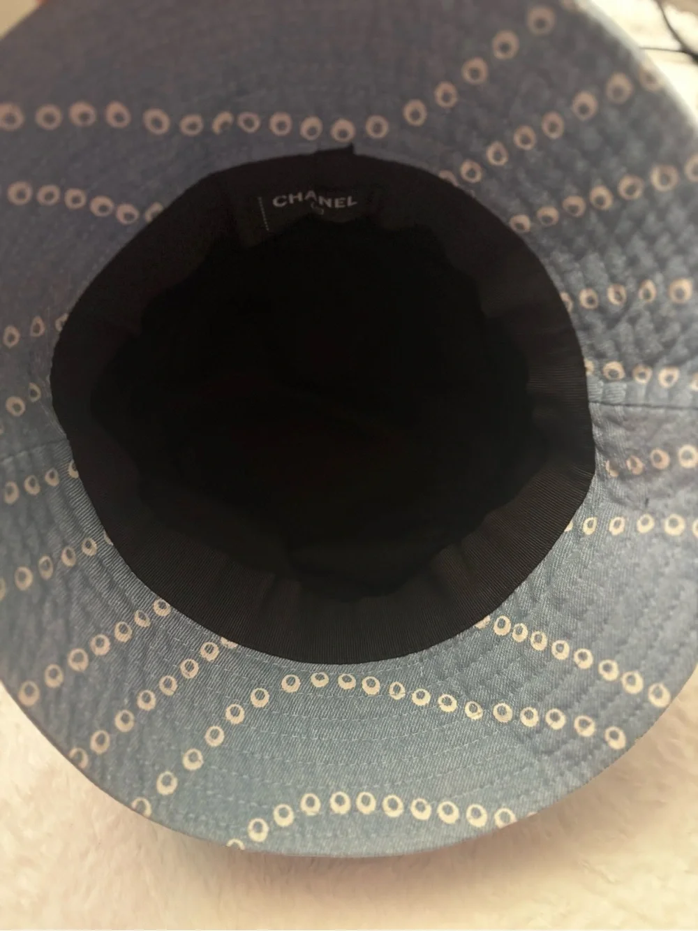 CHANEL Blue Patterned Bucket Hat